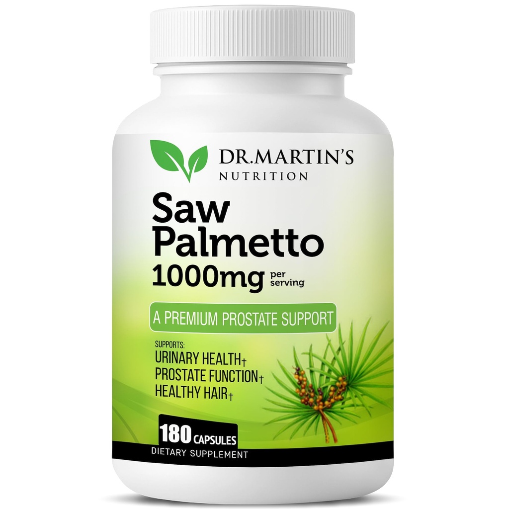 USA Grown Saw Palmetto | 180 Capsules Prostate Health Supplement | Hair Growth for Men & Women | Support to Help Maintain Normal Urination Frequency & Natural DHT Blocker to Help Prevent Hair Loss