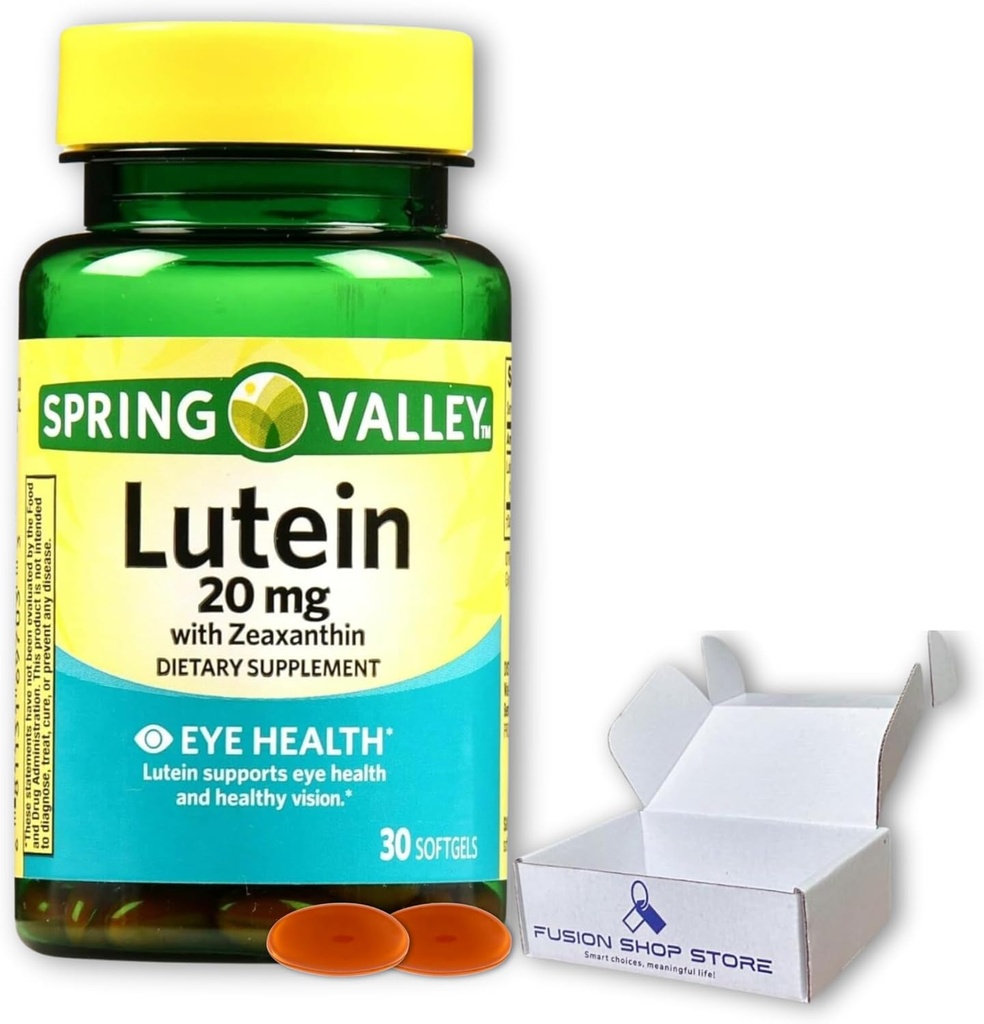 Spring Valley Lutein 20 mg- with Zeaxanthin 30 yumuşakgels (Pack of 1), Fusion Shop Store tarafından Boxed