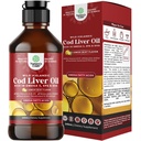 İzlandalı Vahşi Caught Cod Liver Oil Liquid - Fish Oil Drops with Omega 3, EPA, DHA, Vitamin D & A - Sıvı Cod Liver Supplement for Heart, Joint, Brain & Immune Support - 240 ml (8 Ounce)