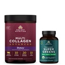 Eski Beslenme Multi Collagen Advanced Toz Cleanse & Detox, Unflavored, 36 Hizmet + Organik Süper Yeşiller Tablet 90 Kont