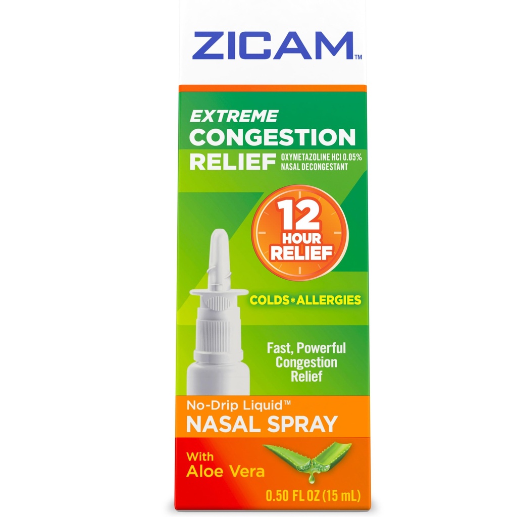 Zicam Extreme Congestion Relief No-Drip Liquid Nasal Spray ile Soothing Aloe Vera, 0,5 Ounce