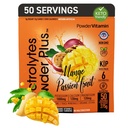 TozVitamin Electrolytes Toz Plus (50 Servisler) Mango Tutkulu Elektrolyte Toz Zero Calorie Keto, 0 Sugar, No Maltodextrin,1000 mg P Properties,120 mguba,120 mg Magnezyum, Hydration Toz