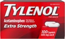 TYLENOL Ekstra Kuvvetli Ağrı Reliever & Ateş Tespiti 500 mg, Caplets 100 ea Pack of 2