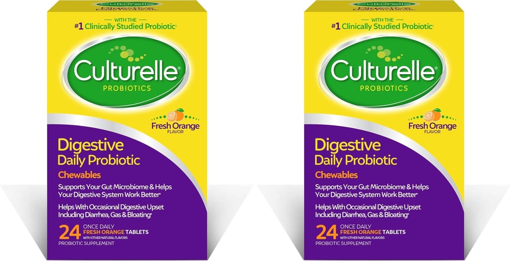 Culturelle Digestive Health Daily Probiyotik-Chewables,Probiyotik For Men & Women, Most Klinikly Studied Probiyotik-Strain,10 Milyar CFUs, Supports Occasional Diarrhea,Gas,Bloating, 24 Count (Pack of 2)