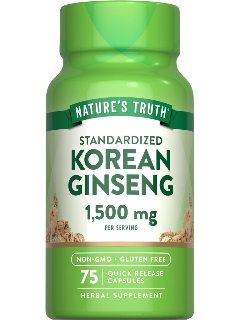 Nature's Truth Korean Ginseng Capsules | 75 Count | Standartlaştırılmış Tür | Non-GMO & Gluten Free Supplement Supplement