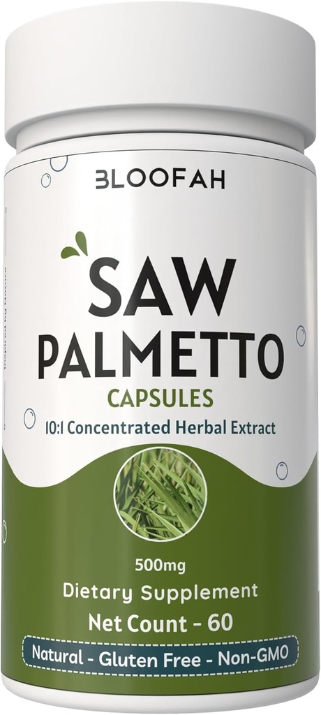 Saw Palmetto Capsules 500 mg | 10:1 Yoğun Ekstraksiyon | Serenoa Repens Herbal Supplement | Non-GMO, Gluten-Free Easy-to-Take Capsules (60 Count (Pack of 1))