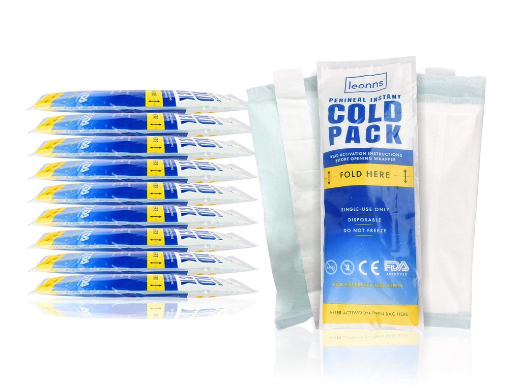Perineal Buz Paketleri Postpartum w/Adhesive Strip | Perineal Cold Pack - Doğum Sonrası 1 Buz Paketi Pads - Instant Ice Maxi Pads (4 )