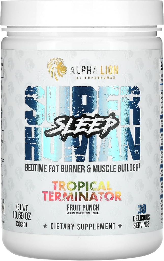 ALPHA LION Superhuman Sleep Supplement, Night Time Aid, Muscle Recovery, Muscle Builder & Winer, Body Piano (30 Hizmetler, Meyve Flavor)