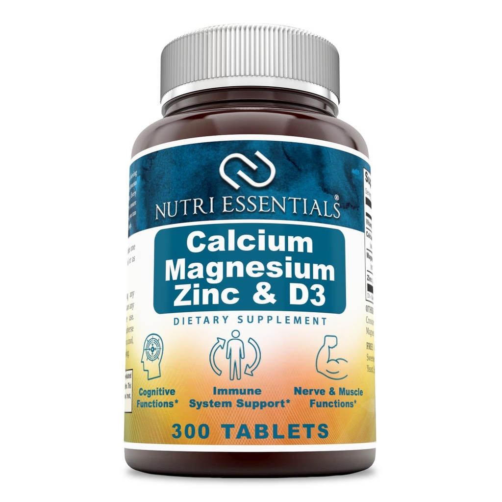 Magnezyum çinko + Vitamin D3 Tabletler - Güçlü Bones & Dişler, Destek Nerve & Muscle Function* (300 Kont)