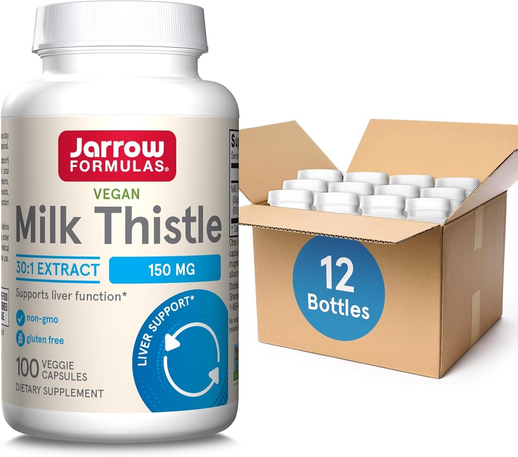 Jarrow Formulas Milk Butle 150 mg - Antioksi Supporting Immune Response, Liver Function & Glutathione - 100 Hizmete Kadar (Veggie Capsules), 12 Paket
