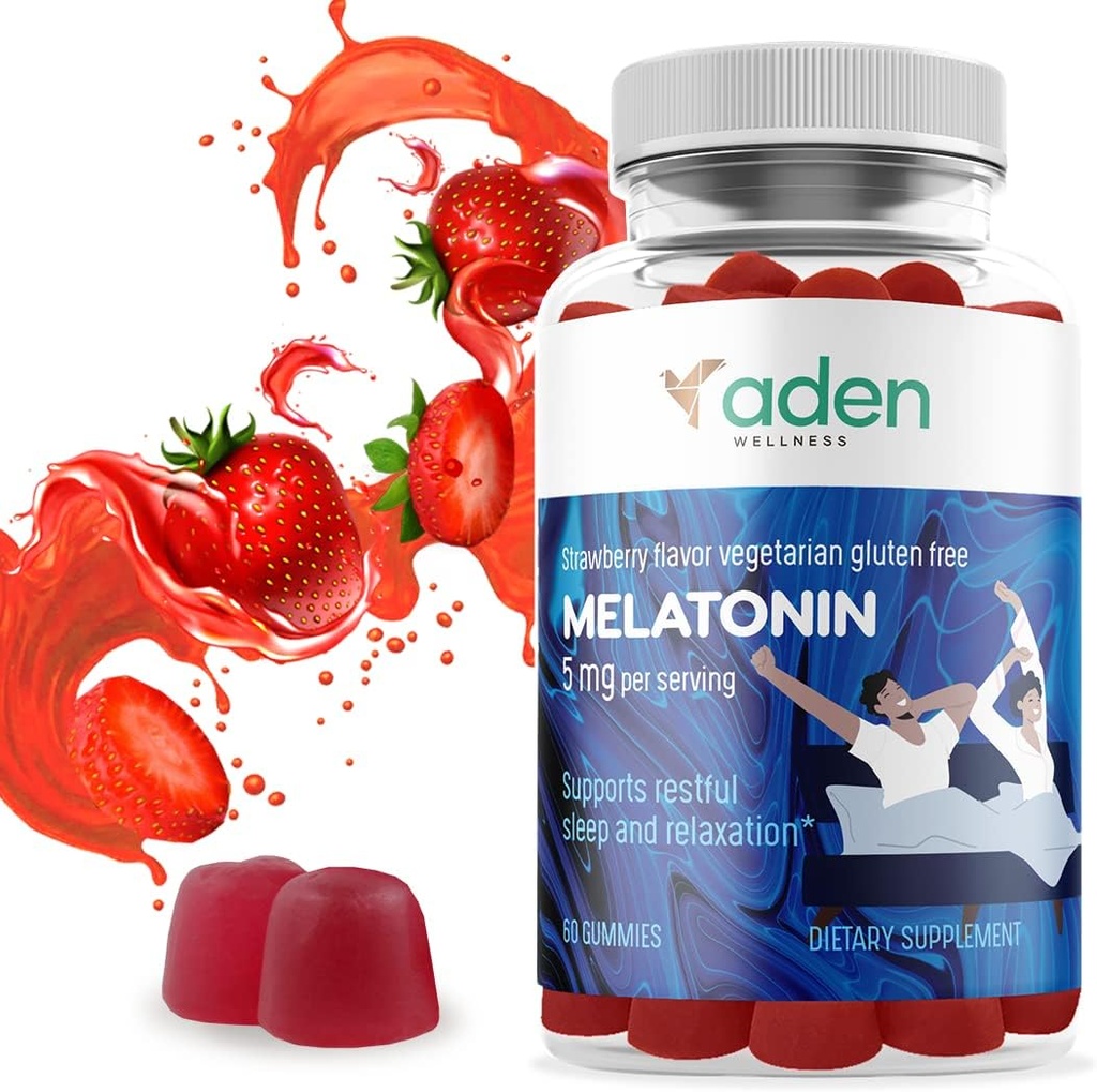 Yetişkinler ve gençler için Ekstra Güçlü Melatonin Gummies - hizmet başına 5 mg - Doğal Yardımlar - İyi Bir Gecenin Gerisi için Calm Gummies - 60 Chews