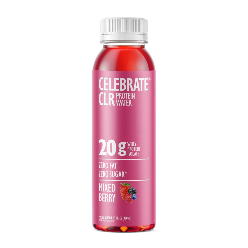 CLR'leri kutlayın Whey Isolate Protein Su, Karma Berry - 20g Protein, İçmeye Hazır - Gluten Ücretsiz ve Şeker Ücretsiz - Post Bariatrik Cerrahi Hastaları için 12 Pack