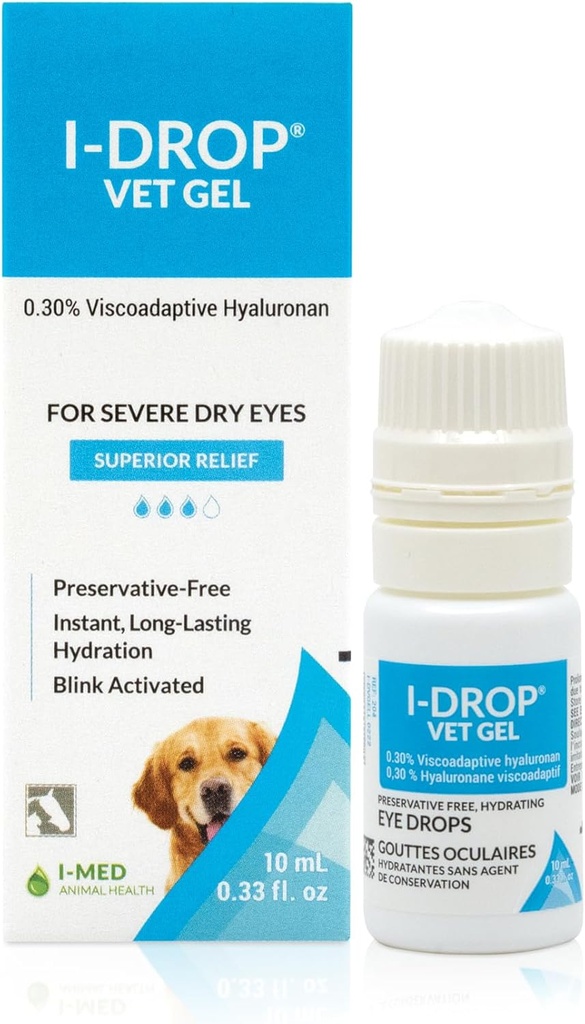 I-DROP Vet Gel: Köpekler için Pet Eye Drops | Boyae Akut/Sezon Kuru Gözler | Üstün Konfor | Uzun Süreli Yardım | Daha Azaluronan | Çok doz Şişe | Bir Şişe 10 ml