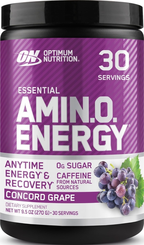 Optimum Beslenme Amino Enerji - Yeşil Çayla Çalışmak, BCAA, Amino Asits, Keto Friendly, Green Coffee Extract, Energy Toz - Concord Grape, 30 Hizmet