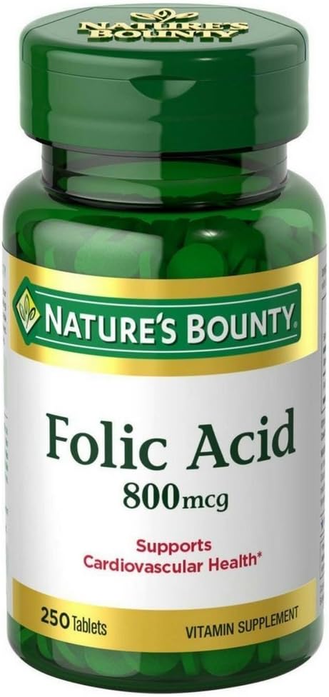 Folic Acid 800 mcg Tabletler maksimum Güçlü, 2 Şişe (250 Kont)