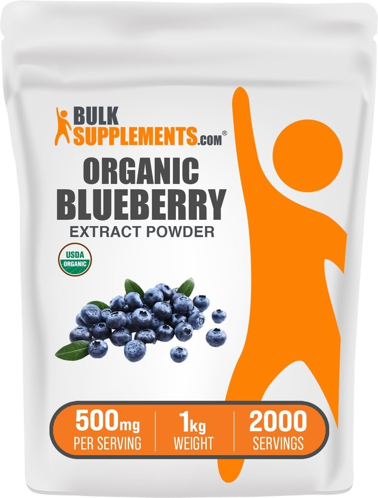 BulkSupplements.com Organik Blueberry Extract Toz - Blueberry Extract Supplement, Antioxy Support - Vegan & Gluten Free, 500 mg per Service, 1 kg (2.2 lbs) (Pack of 1)