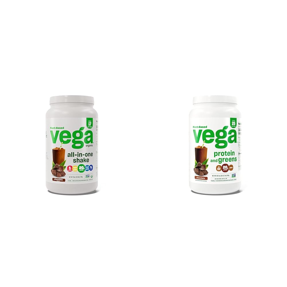 Vega Organik All-in-One Vegan Protein Toz, Çikolata ve Protein ve Yeşiller Protein Toz, Çikolata