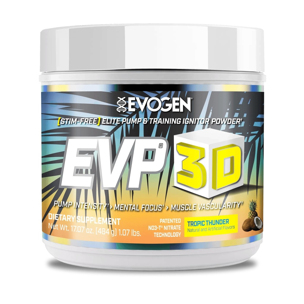 Evogen EVP 3D - Erkekler ve Kadınlar için Stim Free Pre Workout Toz | Sugar Free Non Stim Preworkout with Beta Alanine and Kretine for Energy & Pump | Tropic Thunder | 40 Servisler