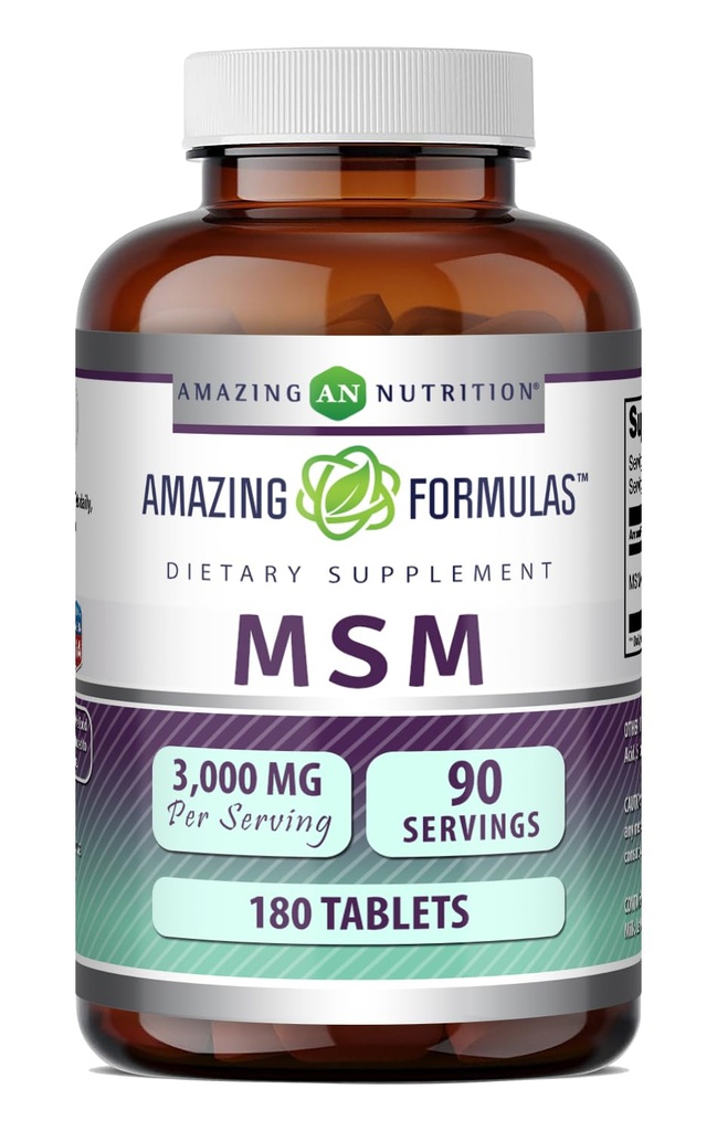 Amazing Formulas MSM (Methylsulfonylmethane) Tamam | 1500 Mg Per Yardım | 180 Tablet | Non-GMO | Gluten Free | Made in USA