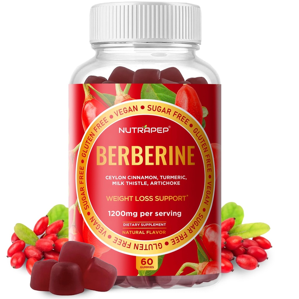 Premium Berberine HCl GLP-1 Kilo kaybı Gummies (1200 mg) Ceylon Cinnamon Turmeric Milk Butle Artichoke - Sugar Free Gluten Free High Potency GLP1 Support Supplement