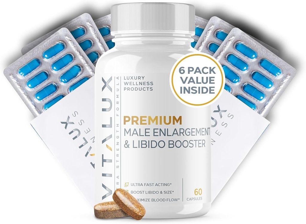 VITALUX || #1 Premium Erection Support & Libido ATM || Hızlı Kan Akışı, Erkeklerin İyileştirilmesi için Boyut ve Şirketlik | L-Arginine + 18 Malzemeler | 3rd Parti Test Edildi + ABD