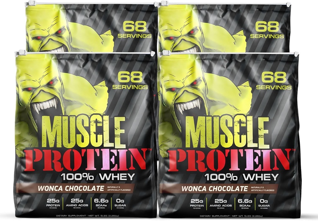 COLOSSAL LABS Muscle Whey Protein Flavored Protein Powder, 25,000mg Amino Acids/Serving, Cold Filtered(Packaging May Vary) (20 Pound (Pack of 4), Chocolate)