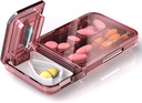 Seyahat Pill Splitter, 4 Karşılaştırma Pill Case, Pocket Purse için Küçük Pill Box, Günlük Pill Konteyner Vitaminleri Cod Liver Oil Supplements, Tıp Planlayıcı (Pink)