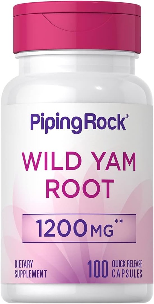Piping Rock Wild Yam Root Capsules 1200 mg | 100 Count | Ekstraksiyon Tamam | Gluten Free, Non-GMO