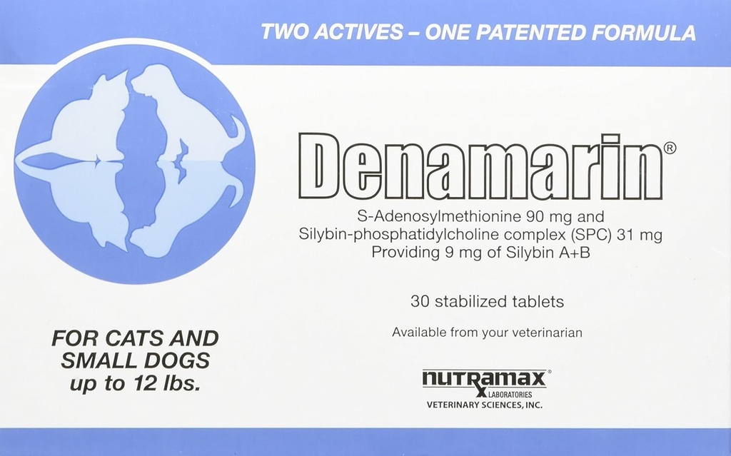 Nutramax Laboratories Denamarin Liver Health Supplement for Small Dogs and Cats - S-Adenosylmethionine (SAMe) ve Silybin, 30 Tabletler