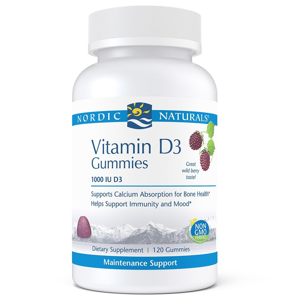 Nordic Naturals Pro Vitamin D3 Gummies, Wild Berry - 120 Gummies - 1000 IU Vitamin D3 - Büyük Tadı - Sağlıklı Bones, Mood & Immune System Function - Non-GMO - 120 Hizmet