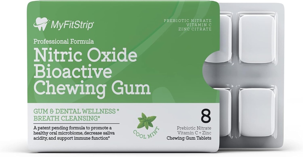 Prebiyotik Nitrik Oksit Chewing Gum ile C, çinko, Xyitol ve Anthocyanin PRO, Sağlıklı Oral Microbiome için Prebiyotik Formula - Sugar Free 8 Cool Mints Tabletleri