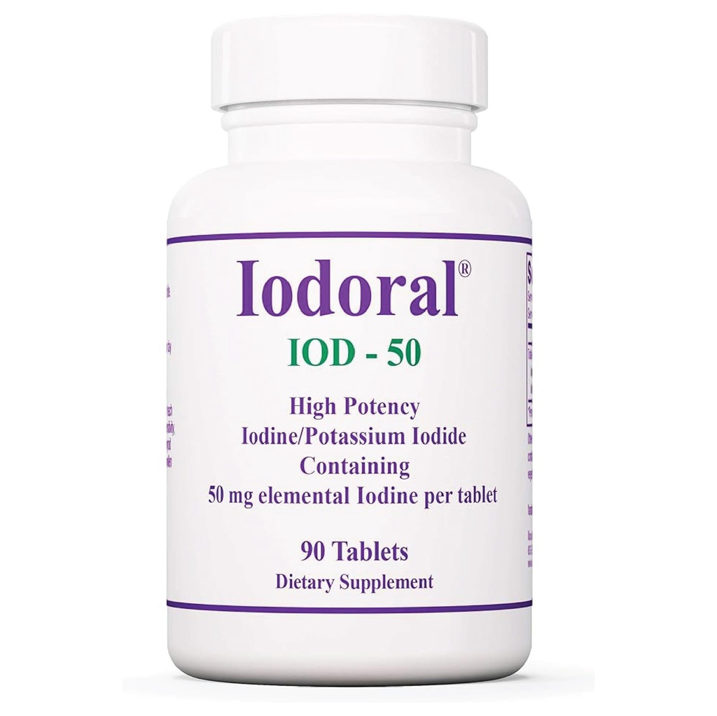 Optimox Iodoral 50 mg Supplement - Potasyum Iodide Tabletleri, Tiroid Desteği, Günlük Vitaminler ve Mineraller, Lugol'un Iodine Çözümü - 90