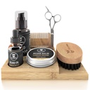 Viking Ayılı Büyüme Kiti - 7Piece Set, Sandalwood Scent & Caddy - Petrol & Balm with Beard Brush, Dual-Sided Comb & Sciss plusors Comb for Grooming & Styling