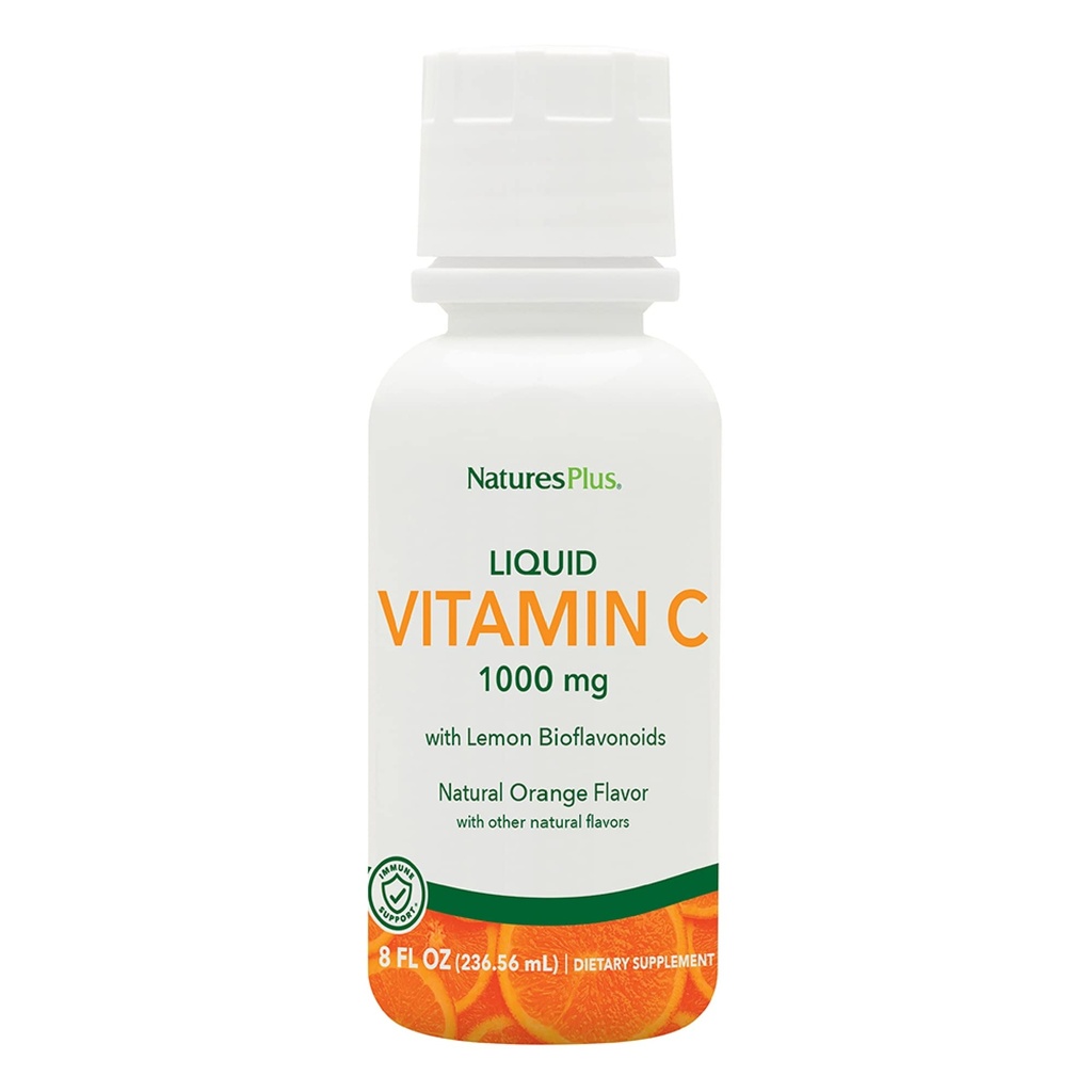 DoğalarPlus Sıvı Vitamin C - 1000 mg, 8 fl oz - Limon Bioflavonoyaklar ile - Vejetaryen, Gluten Free - 8 Hizmetler