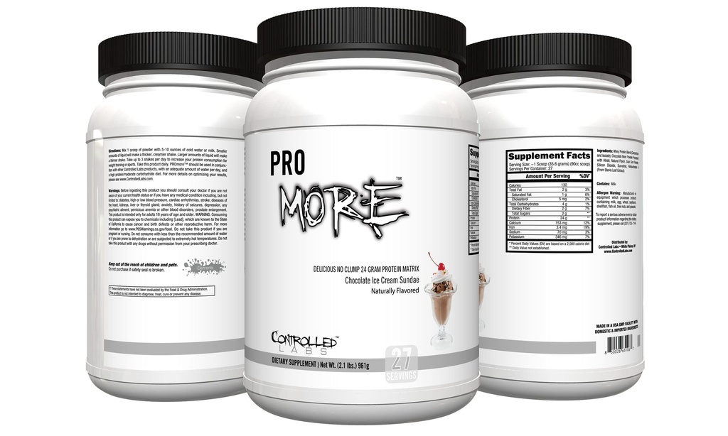CONTROLLED LABS PROmore Protein Toz (27 hizmet) - 24g Protein Per Scoop - 94 Şekersiz, Premium Smooth-Drink Formula (Chocolate Ice Cream Sundae) (27 hizmet, Buz Cream Sundae)
