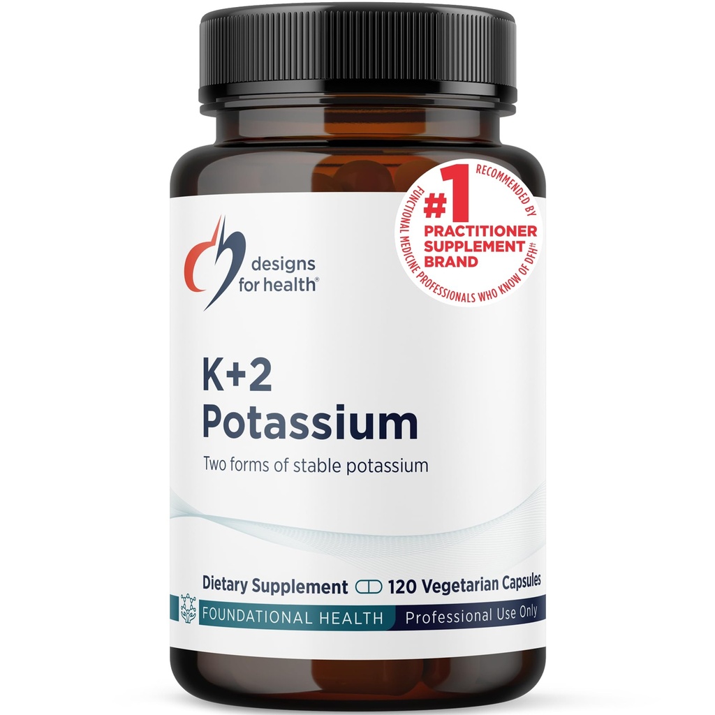 Sağlık K+2 Pyumları için tasarımlar - 300 mg İki Forms of Pyum - Potasyum Bikarbonat + Glycinate Pills - Sağlıklı Kan Baskı Seviyelerini Korumaya Yardımcı Destek (120 Capsules)