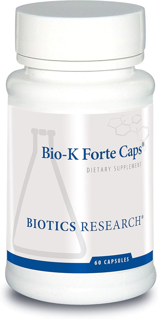 Biotic Research Bio K Forte Caps Vitamin K as menaquinone 7, fitnadione, K1 & MK 7 ile 1:10 Bir Oranda Kombinasyon. SOD ve Catalase 60 Capsules ile yüksek Potency Vitamin K