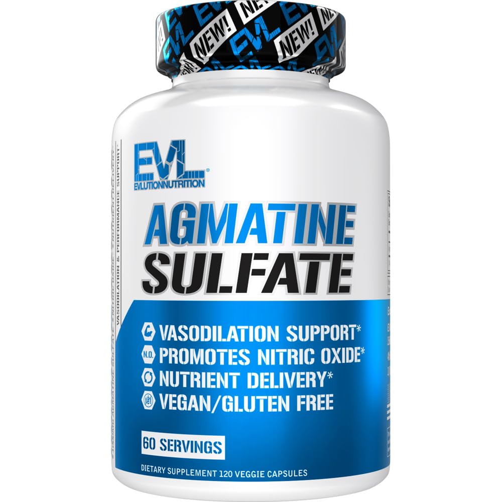 Evlution Beslenme Agmatine Sulfate Nitrik Çimento Kapsülleri - Yüksek Güçli Agmatine Yüksek Intensity Pumps Kas Büyümesi ve Performansı için Nitrik Çimento Tamamını - 60 Hizmetler