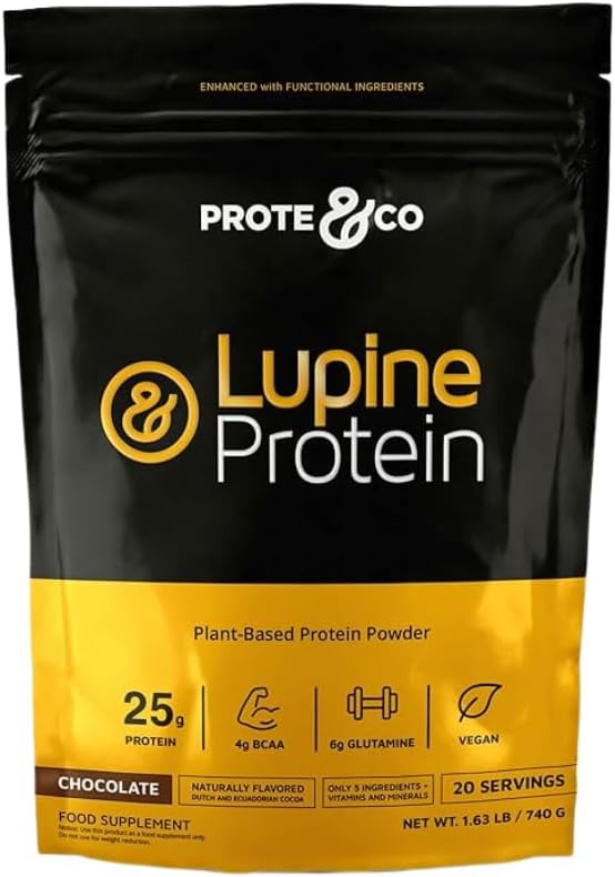 Prote&Co Lupin proteini - 24g of Vegan Plantive Protein Toz. GMO, No add Sugar, Lactose Free, Gluten Free, Soy Free. 20 Hizmet - Chocolate