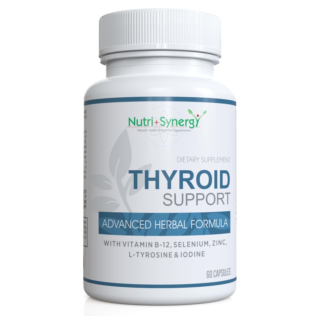 Tiroid Desteği - L-Tyrosine, Iodine, Vitaminler ve Mineraller ile. Sağlıklı Tiroid Fonksiyonlarını Destekler, Enerji, Mood & Focus. 60 Capsules.