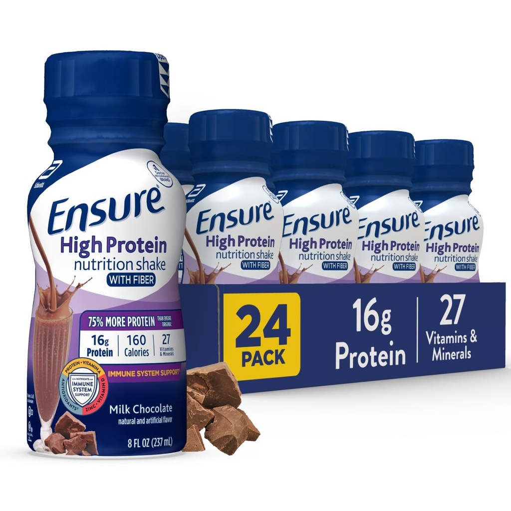 Yüksek protein şişelenmiş Süt Çikolata Beslenmesi Fiber ile Temizlenmeyi Sağlayın, 16g Protein ve 27 Vitamin ve Mineraller, 8 fl oz, 24 Pack