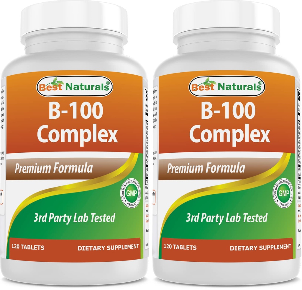 En İyi Doğallar B 100 Komplek 120 Tablet (B Kompleks Vitaminleri) (120 Kont (Pack of 2))
