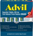 Advil Ibuprofen Tabletleri, 200 mg Ağrı Reliever/Fever Delivery (NSAID), 100 Tablet (Her biri 2 Tabletten 5 Paket)