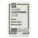 Medline 4 x 4 inch Gauze Sponges, 100% Cotton, 8-Ply Woven Non-Sterile Gauze (Pack of 200)
