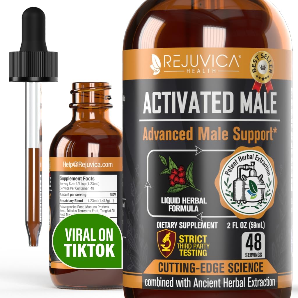 Rejuvica Health Aktif Erkek - Gelişmiş Erkek Libido Destek Tincture - Daha İyi Absorpsiyon için Geliştirilmiş Sıvı Teslimat - Ashwagandha, Mucuna, Tongkat Ali, Tribulus & More!