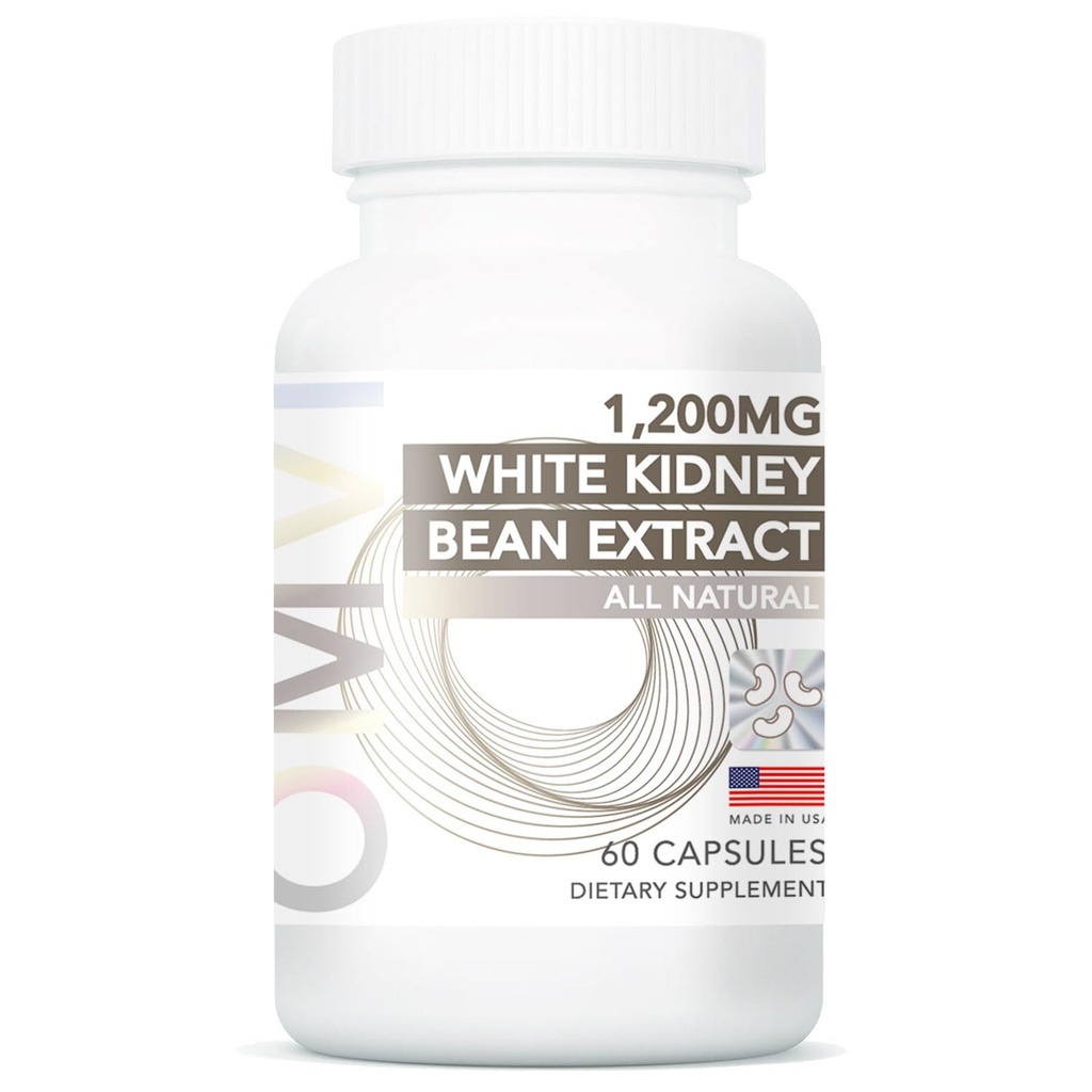 Omvi Formulas, Kidney Support Supplement, White Kidney Bean Extract 1.200 mg, Kidney Erkekler ve Kadınlar için Temiz, Normal Urinary Tract Health için Destek, 60Capsules