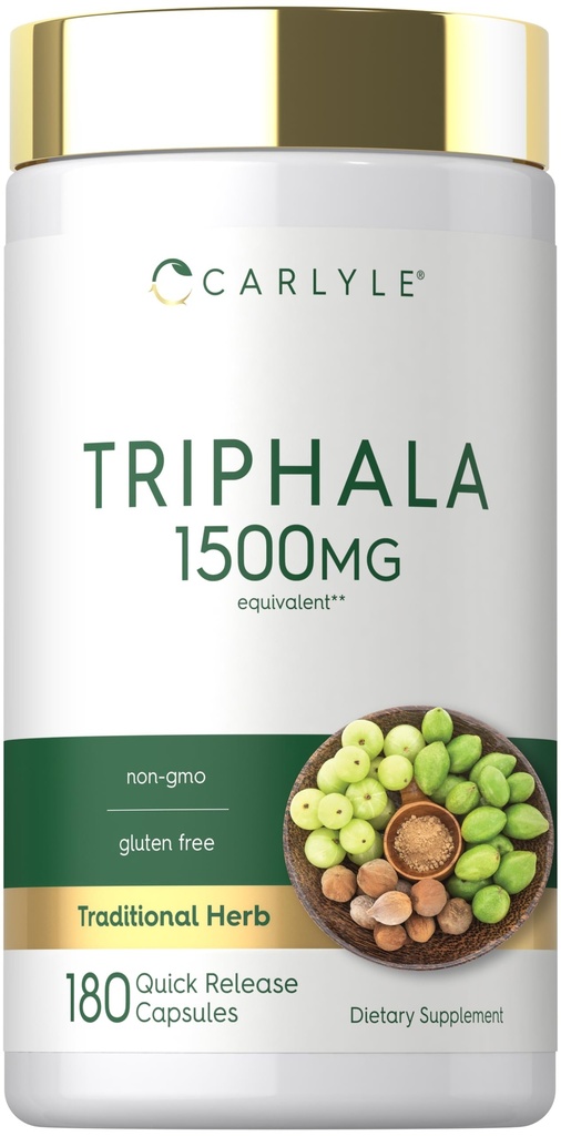 Carlyle Triphala Capsules 1500 mg | 180 Count | Herbal Supplement | Non-GMO ve Gluten Free