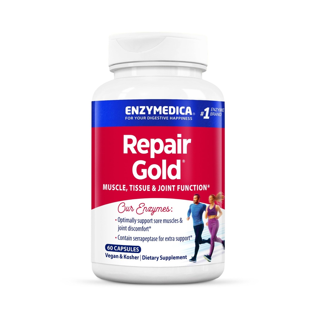 Enzymedica Repair Gold for Men & Women - Proteolytic Enzymes Supplement with Bromelain, Protease, Serrapeptase & More, Joint Support Supplement, Promotes Muscle Health & Tissue Function - 60 Capsules