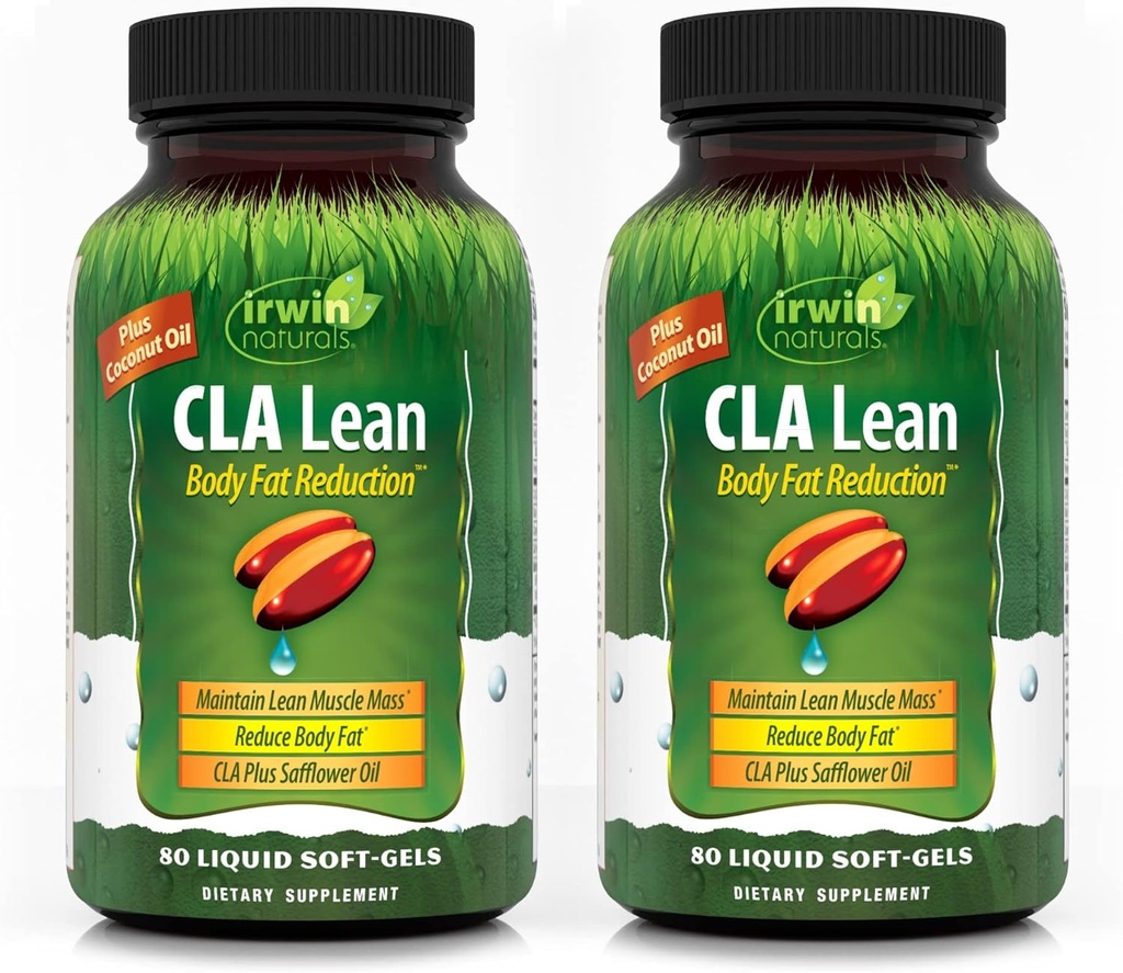 Irwin Naturals CLA Lean Body Fat Azımı - Vücut Yağını Azaltır ve Kas Tone - 80 Liquid Soft-Gels (Pack of 2)