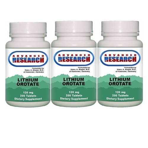 Dr. Hans Nieper Lityum Orotate Tabletler, 120 mg, 3Pack (200 Count each)